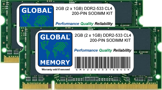 2GB (2 x 1GB) DDR2 533MHz PC2-4200 200-PIN SODIMM MEMORY RAM KIT FOR SAMSUNG LAPTOPS/NOTEBOOKS